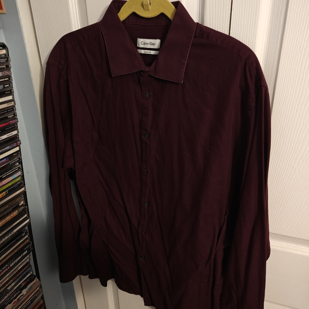 Calvin Klein Men's Deep Burgundy Dress Shirt